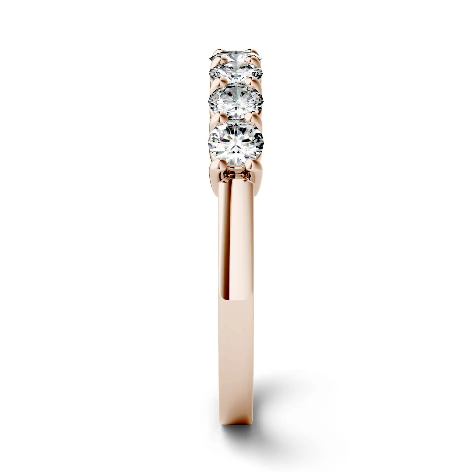 0.70 CTW DEW Round Moissanite Seven Stone Ring in 14K Rose Gold