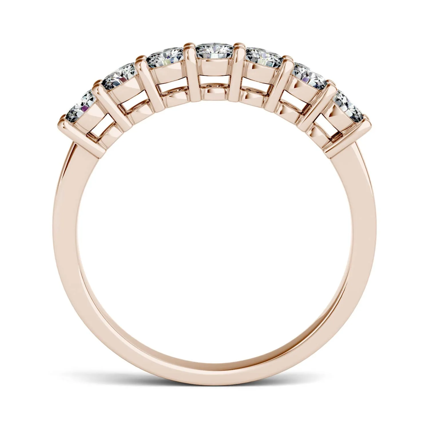 0.70 CTW DEW Round Moissanite Seven Stone Ring in 14K Rose Gold