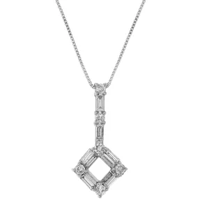 1/2 cttw Diamond Baguette Pendant in 14K White Gold