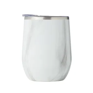 12 Oz White Marble Wine Tumbler
