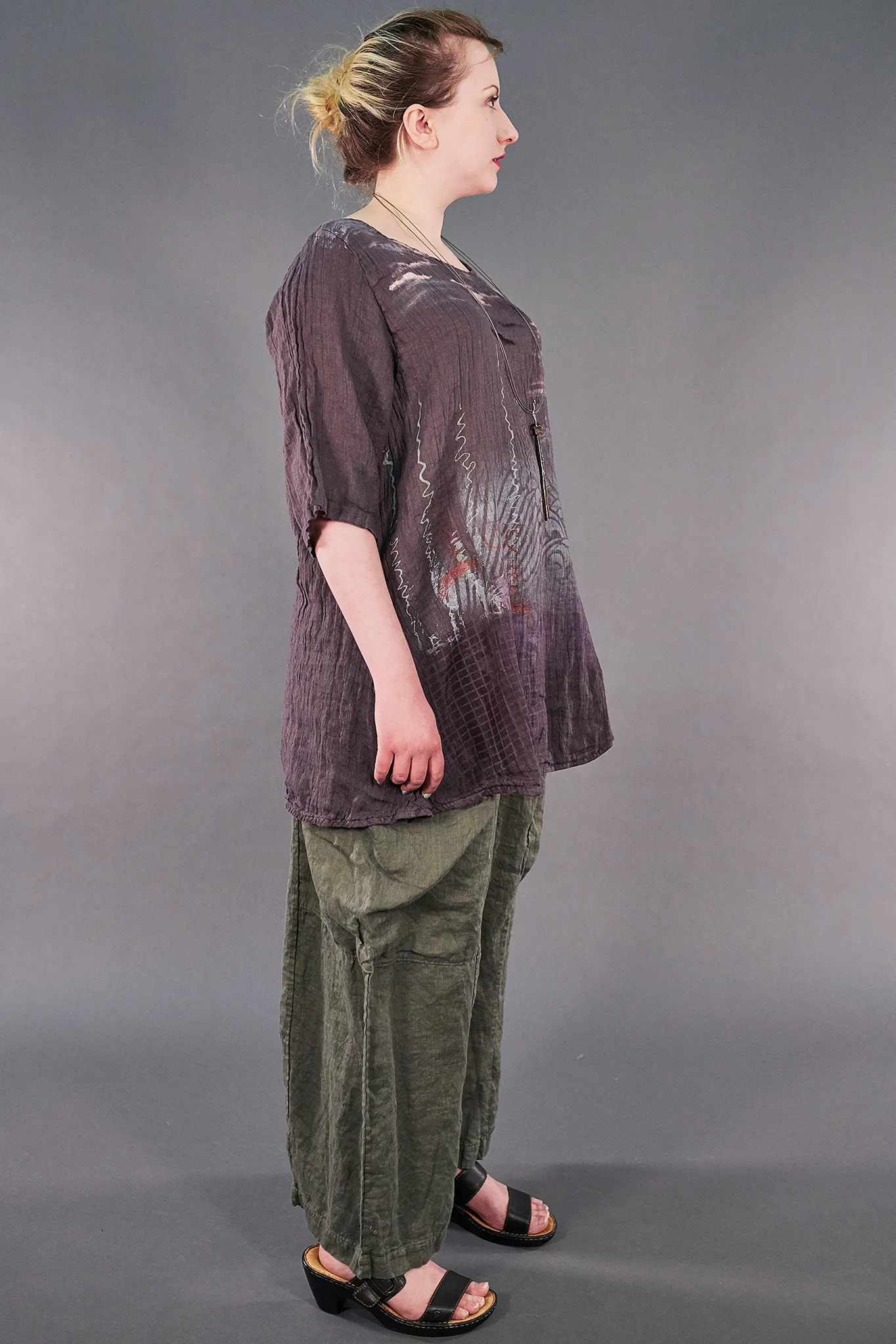 1210 Linen Simple Tunic Flint-P