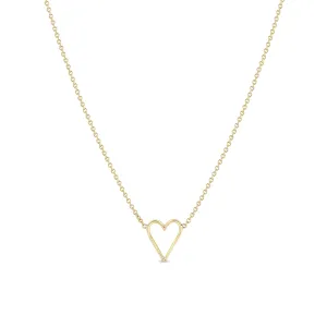 14k Tiny Open Heart Necklace