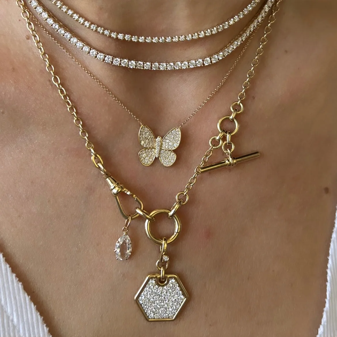 14KT Gold Diamond Alvia Butterfly Necklace