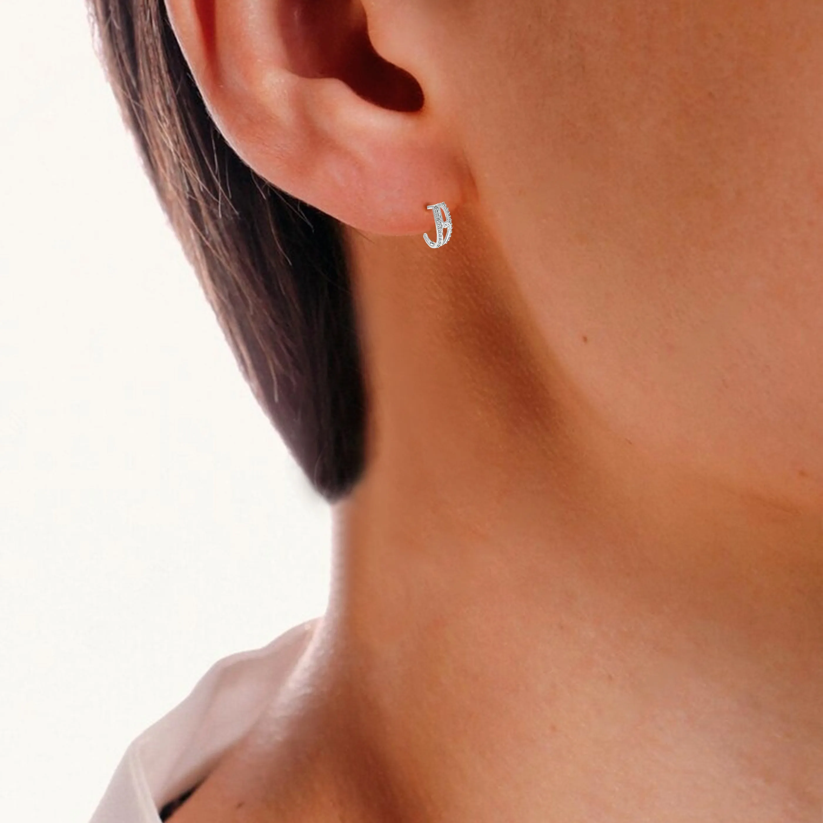 1/8 cttw Lab Grown Diamond Earrings in Sterling Silver