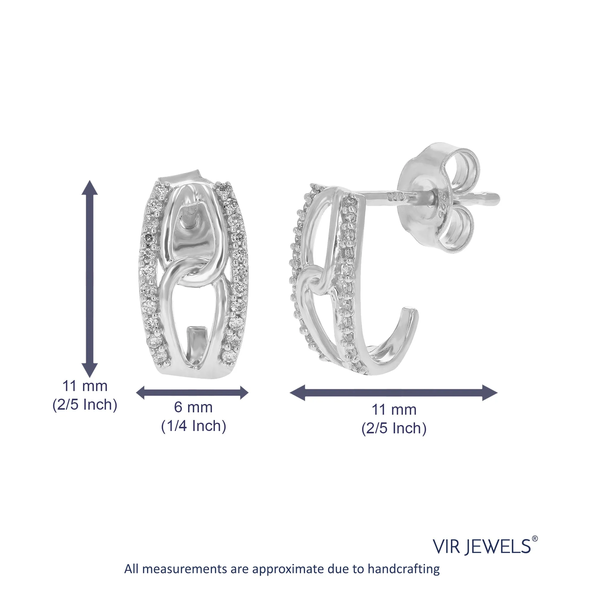 1/8 cttw Lab Grown Diamond Earrings in Sterling Silver