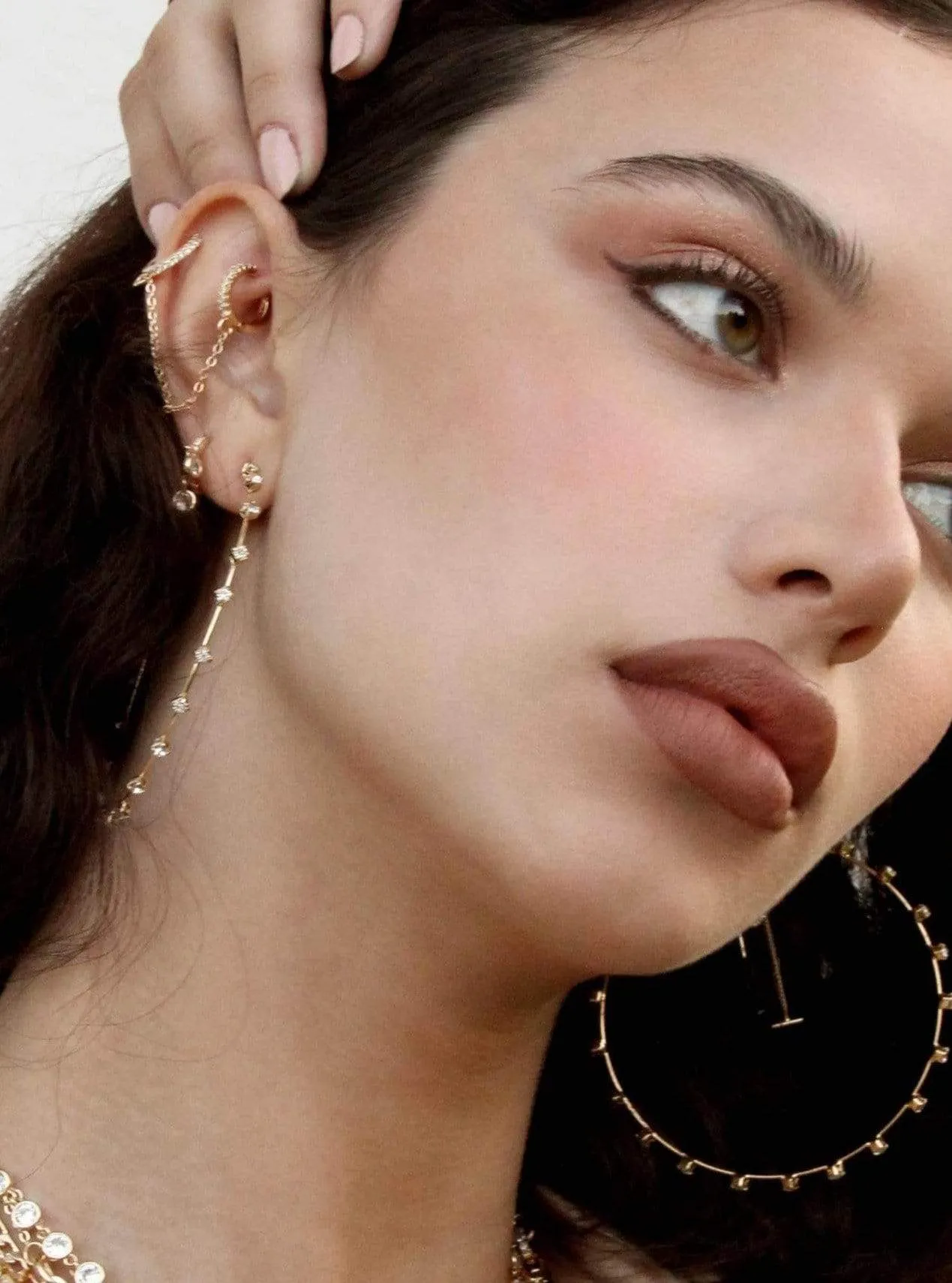 18k Crystal Simple Hoop Earrings
