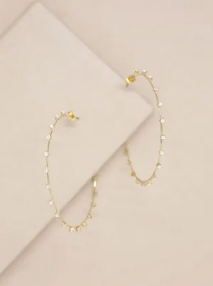 18k Crystal Simple Hoop Earrings