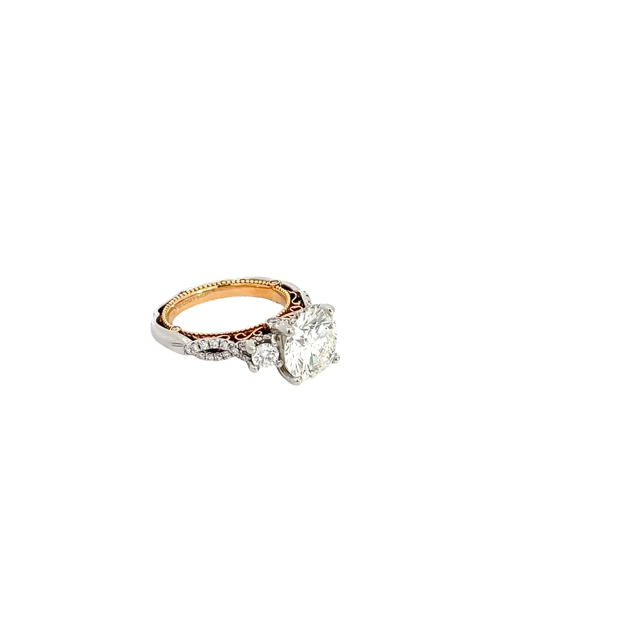 18k Rose Gold 3.22CT J VS2 AND .78CT G SI1 ROUND Diamond Engagement ring CERIFIED BY GIA #6193003620