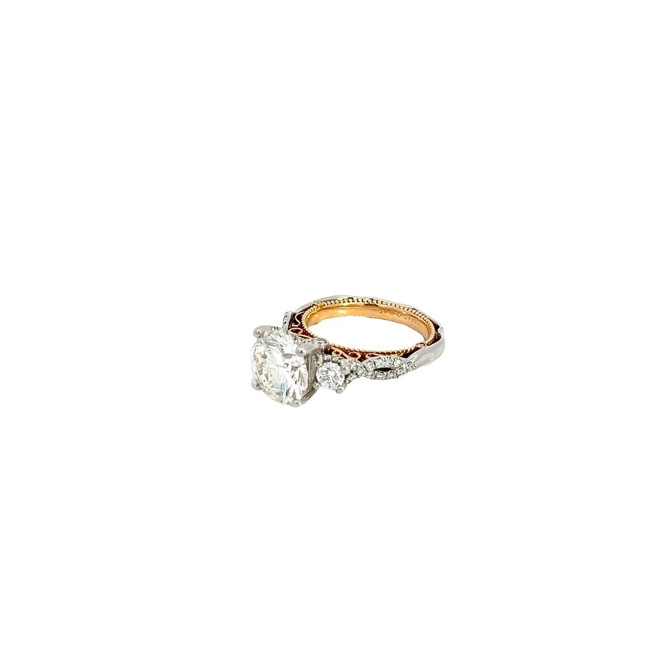 18k Rose Gold 3.22CT J VS2 AND .78CT G SI1 ROUND Diamond Engagement ring CERIFIED BY GIA #6193003620