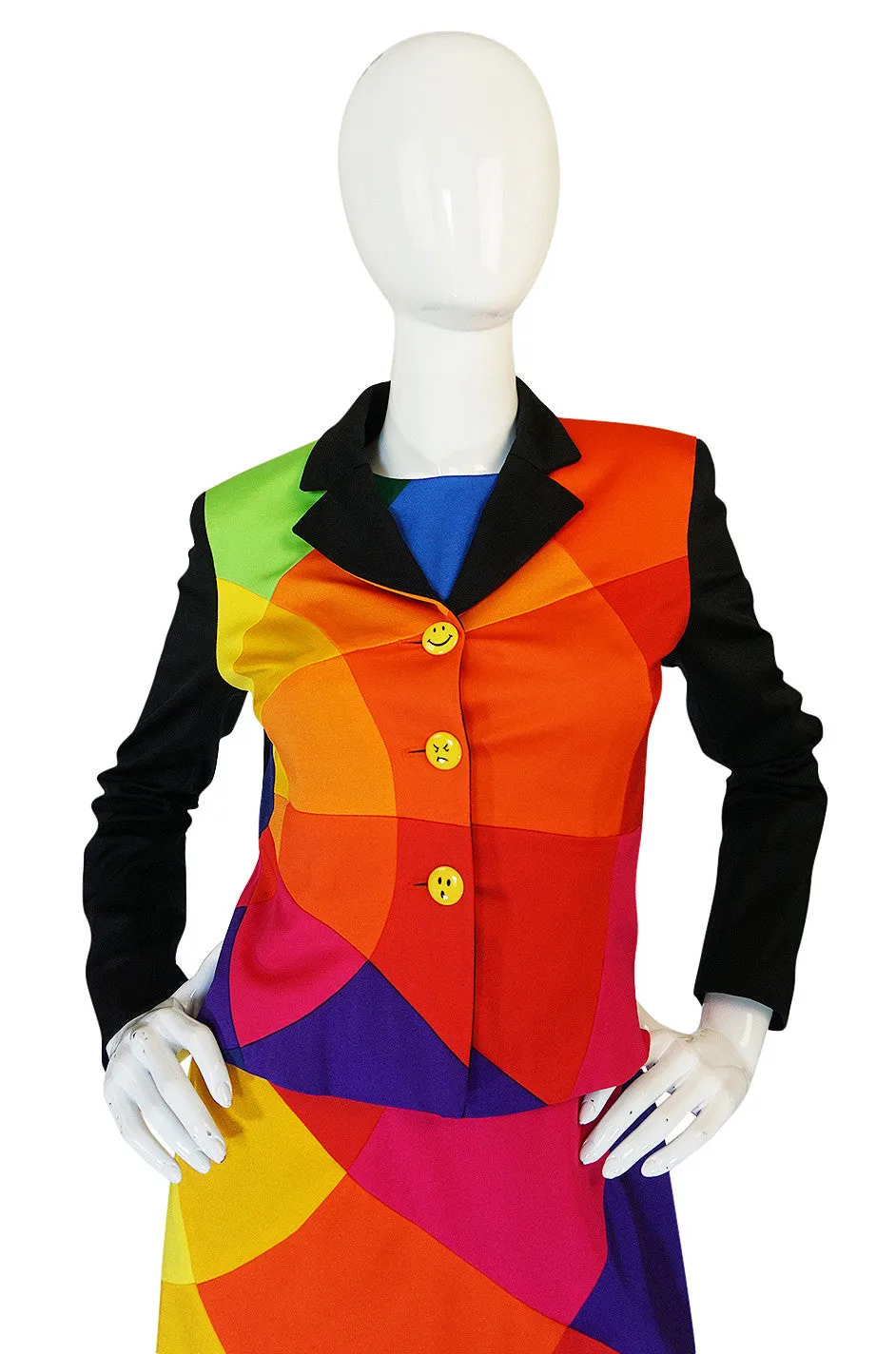 1980s Moschino Cheap & Chic Rainbow Colored Dress & Jacket