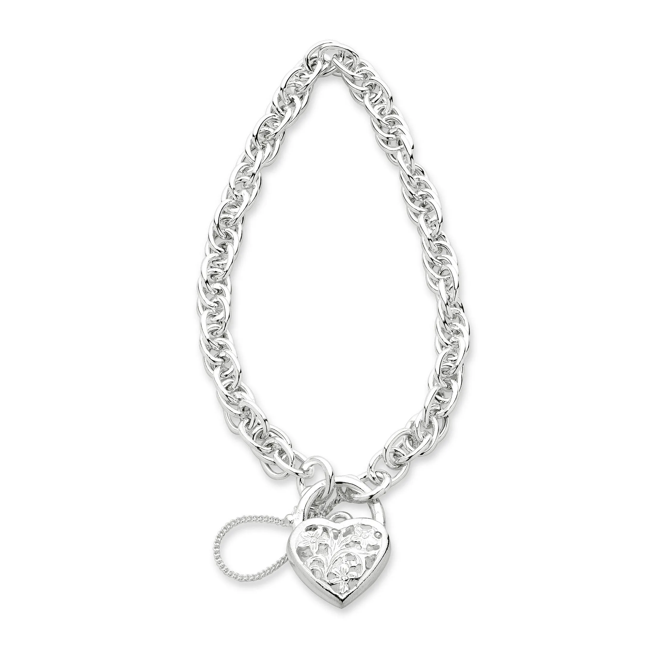 19cm Sterling Silver Padlock Bracelet