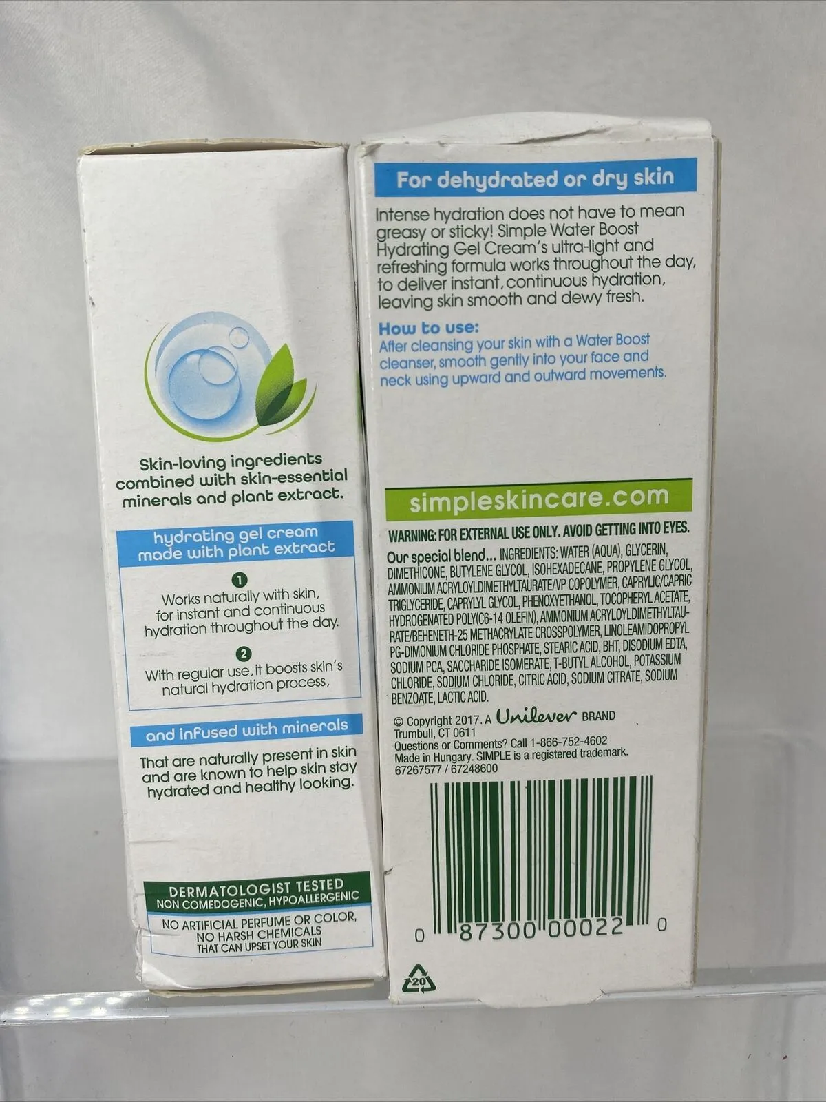 (2) Simple Water Boost Hydrating Gel Cream Face Moisturizer 1.7 oz
