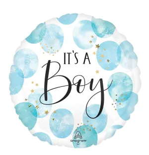 28" Watercolor It's a Boy Jumbo Foil Balloon