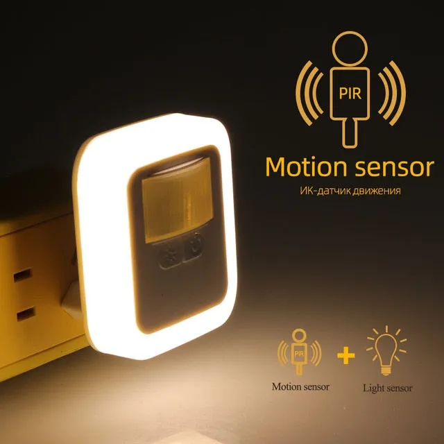 2pcs Night Light Motion Sound and Light Sensor Bedroom Decor