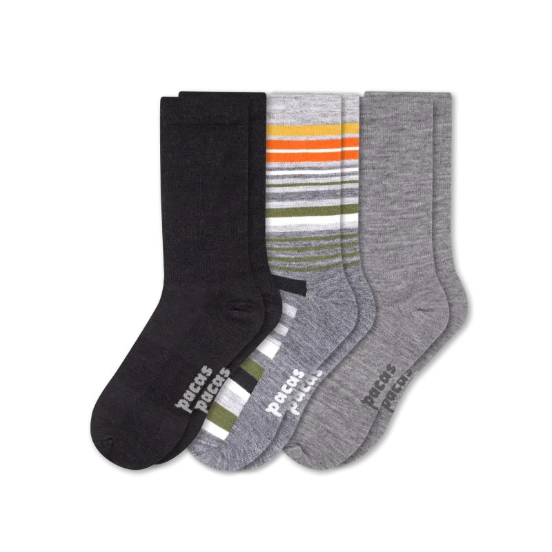3 Pack - Men's Light-Weight Crew Pacas Socks