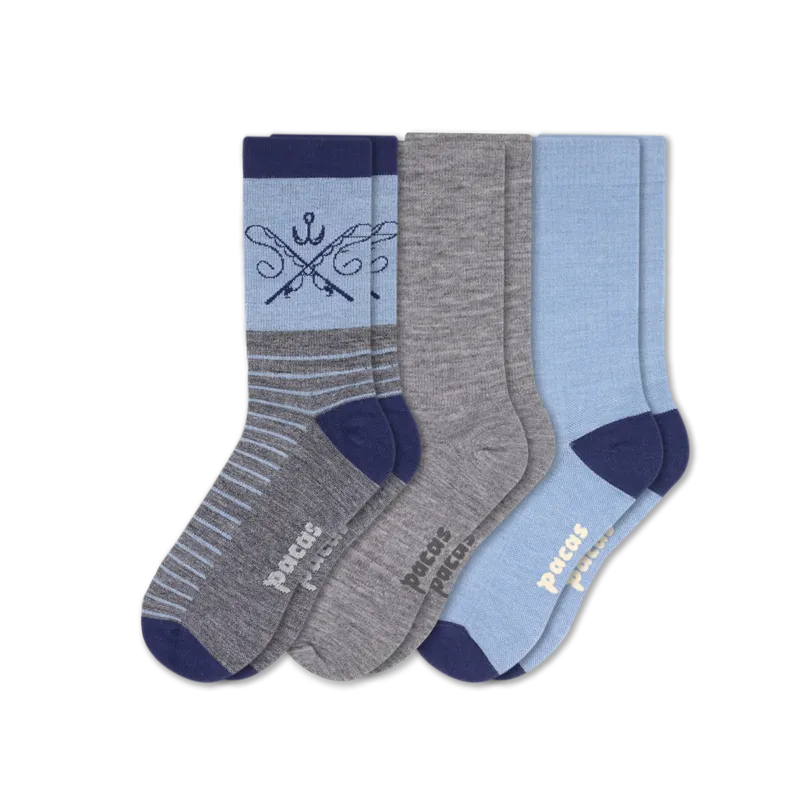 3 Pack - Men's Light-Weight Crew Pacas Socks