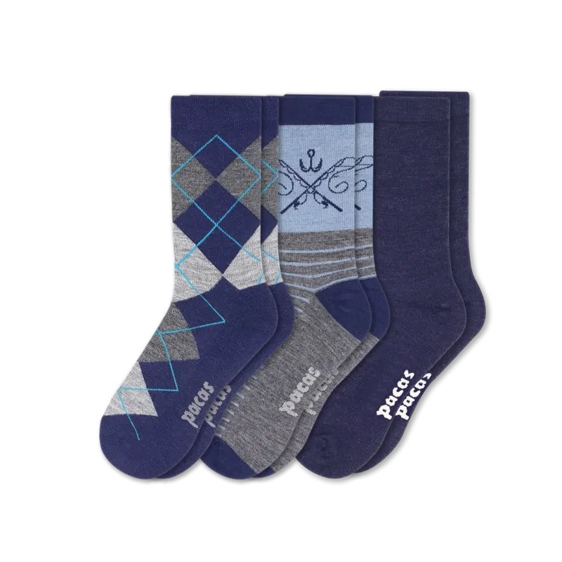 3 Pack - Men's Light-Weight Crew Pacas Socks