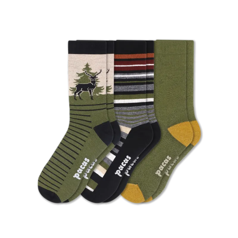 3 Pack - Men's Light-Weight Crew Pacas Socks