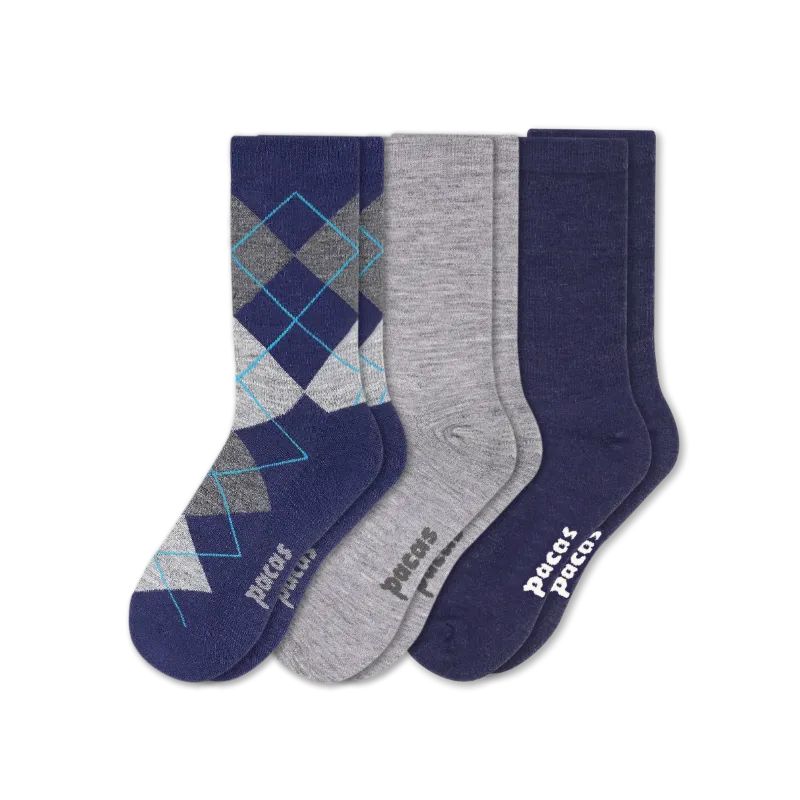 3 Pack - Men's Light-Weight Crew Pacas Socks