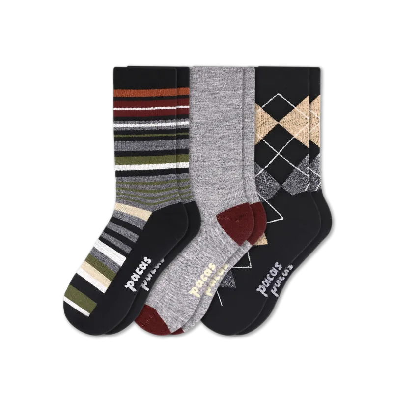 3 Pack - Men's Light-Weight Crew Pacas Socks