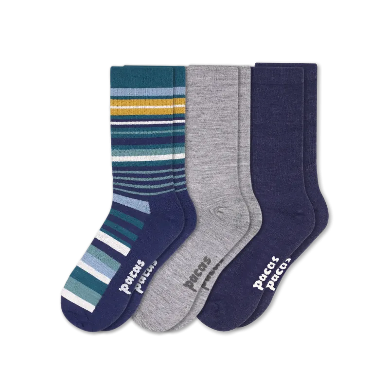 3 Pack - Men's Light-Weight Crew Pacas Socks