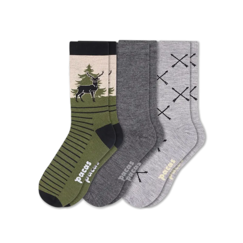 3 Pack - Men's Light-Weight Crew Pacas Socks