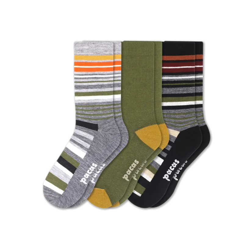 3 Pack - Men's Light-Weight Crew Pacas Socks
