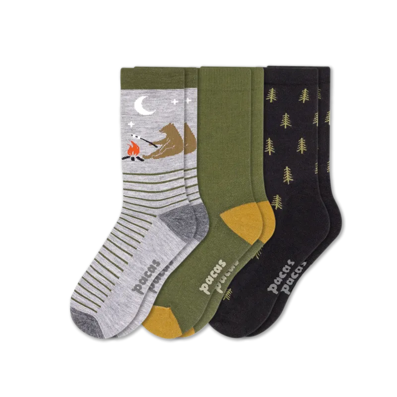 3 Pack - Men's Light-Weight Crew Pacas Socks
