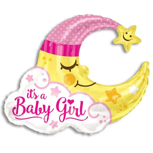 36" Baby Girl Moon Jumbo Balloon