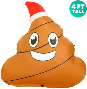 4 ft Inflatable Christmas Poop Outdoor Decoration with LED Lights, Fan, and Stakes