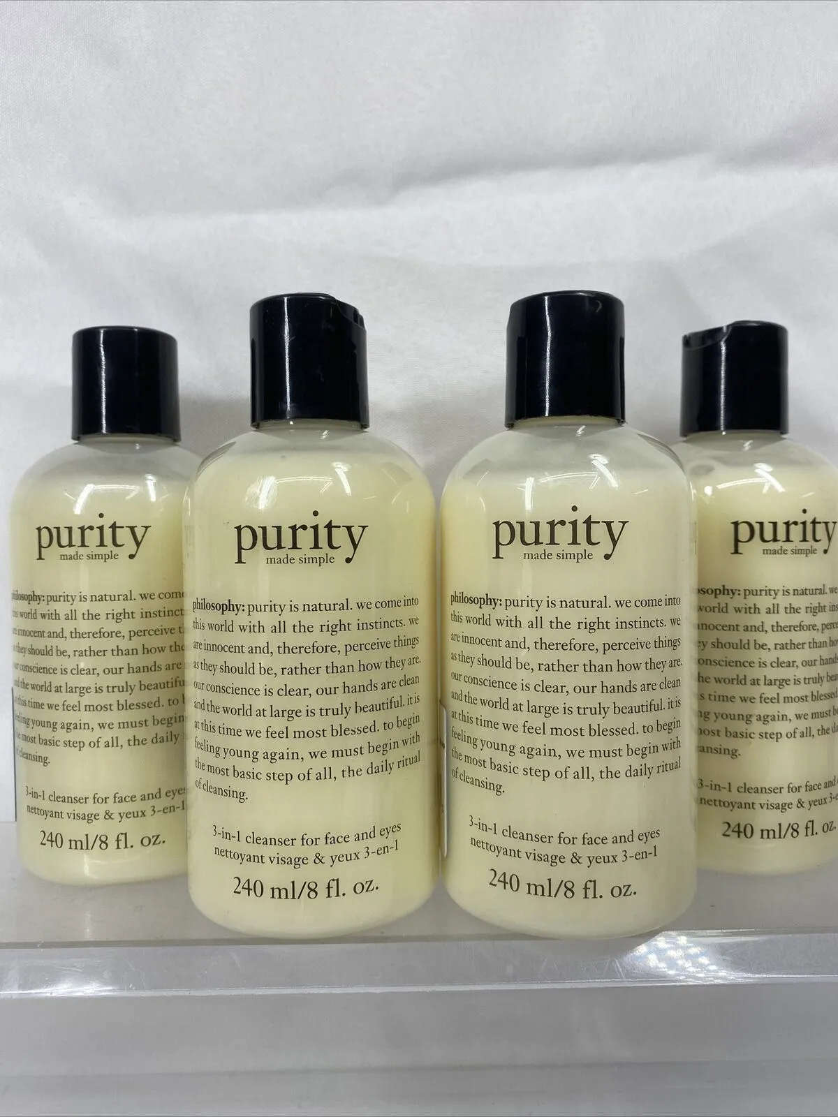 (4) Philosophy Purity Made Simple One Step Facial Cleanser 3in1 Face Eyes 8oz