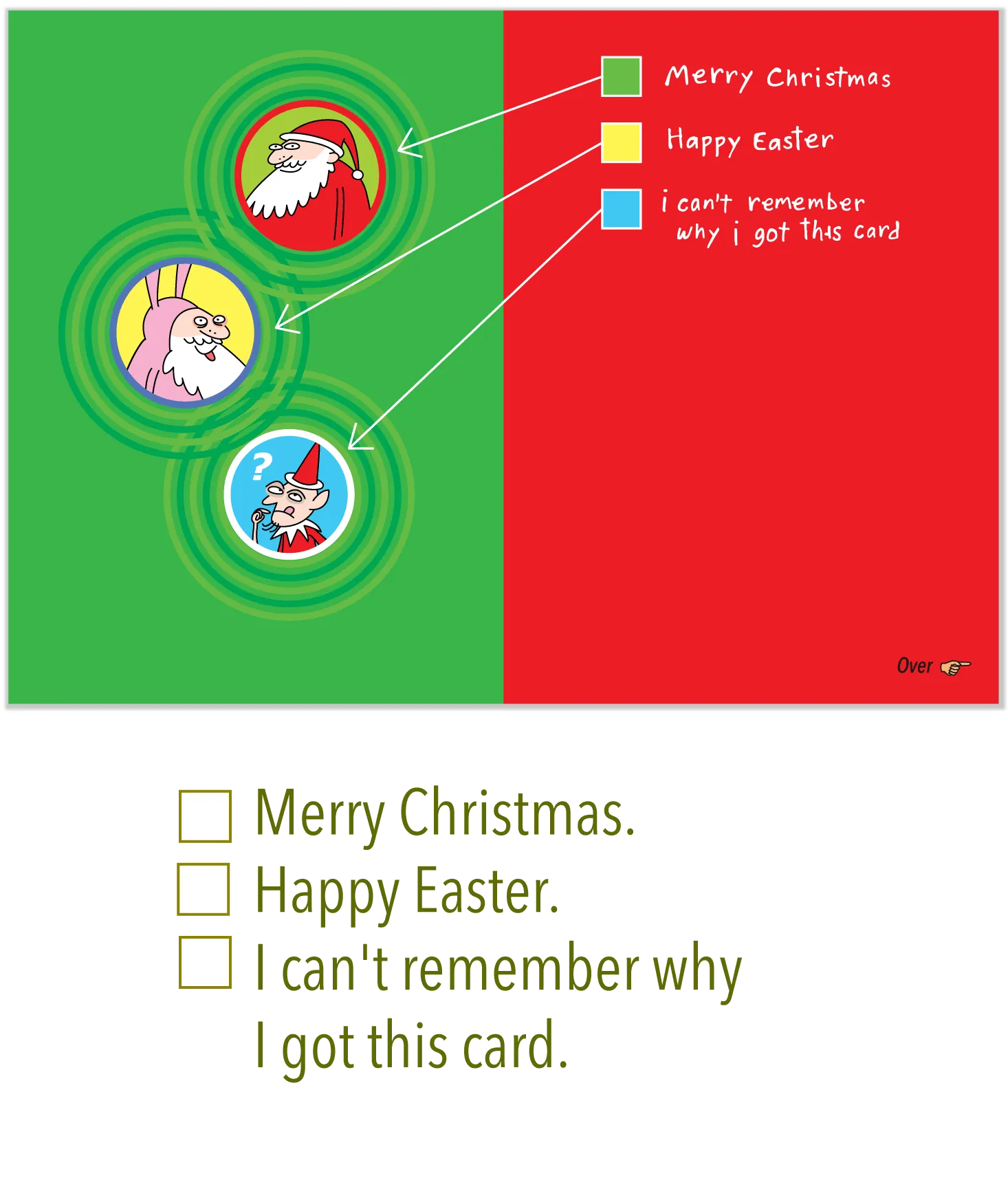 408 Santa's Senior Moment (Christmas Card, Easter Card)