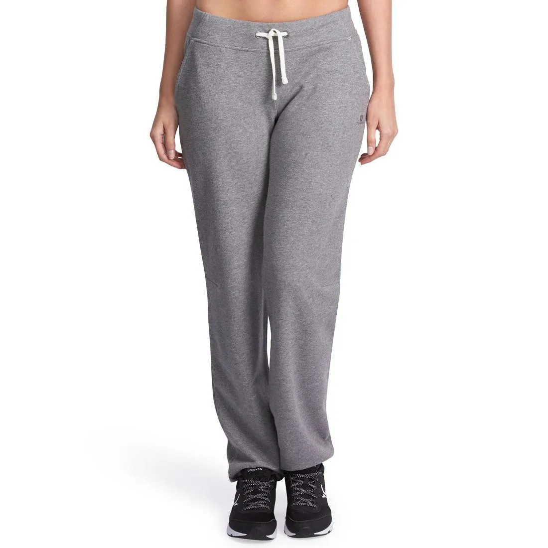 500 Women's Regular-Fit Gym Stretching Bottoms - Light Mottled Grey