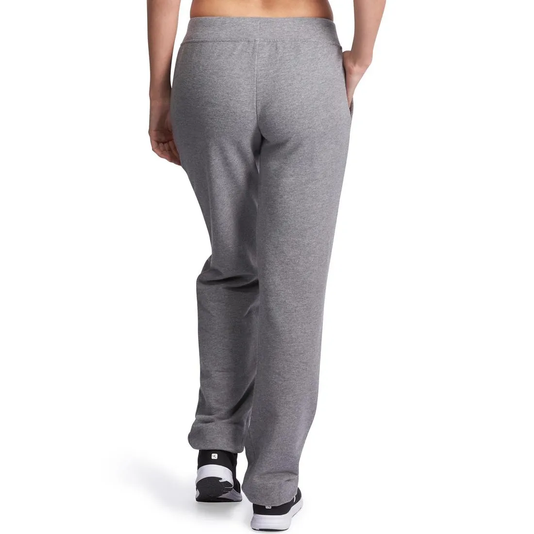 500 Women's Regular-Fit Gym Stretching Bottoms - Light Mottled Grey