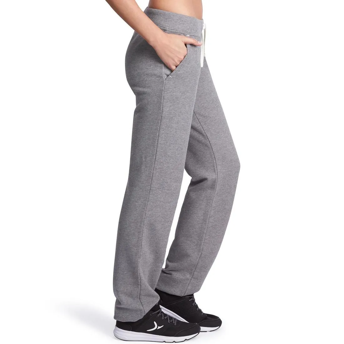 500 Women's Regular-Fit Gym Stretching Bottoms - Light Mottled Grey