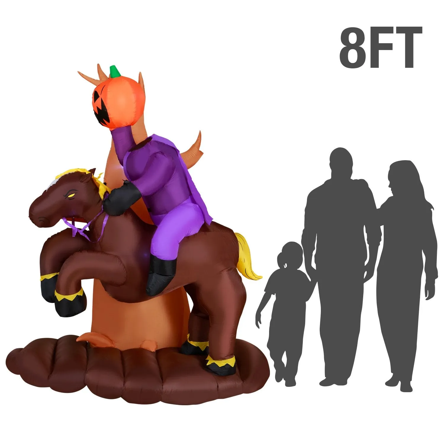 8 ft Headless Horseman with Jack O' Lantern Head Halloween Inflatable