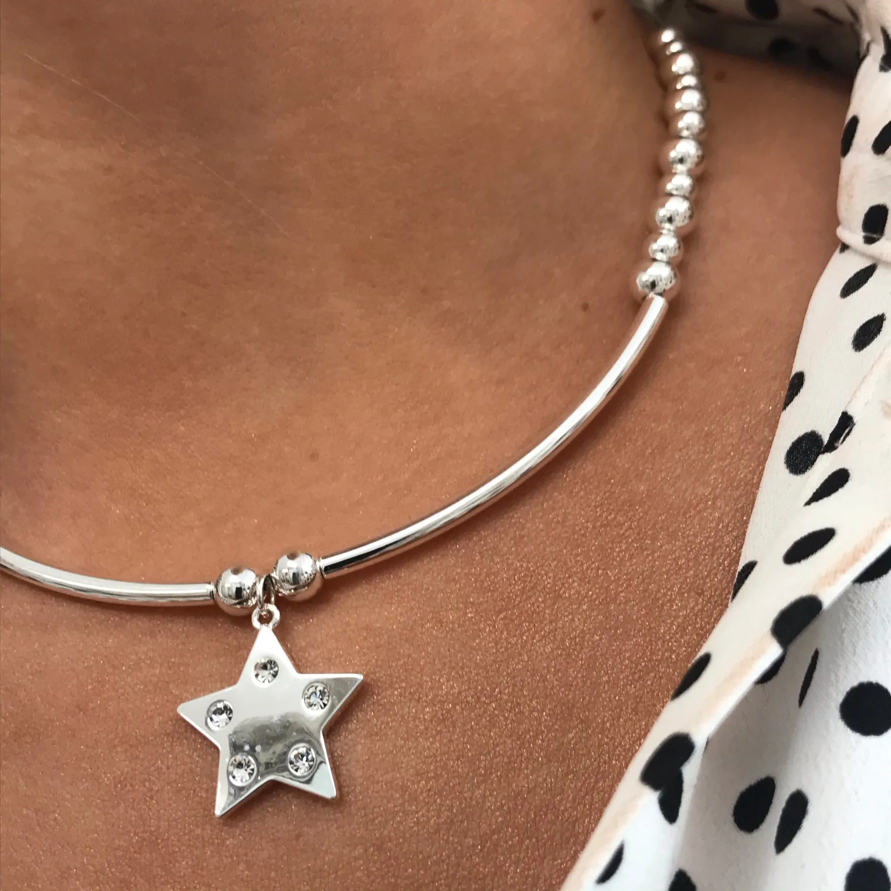 Absolute Star Bead Necklace - Silver