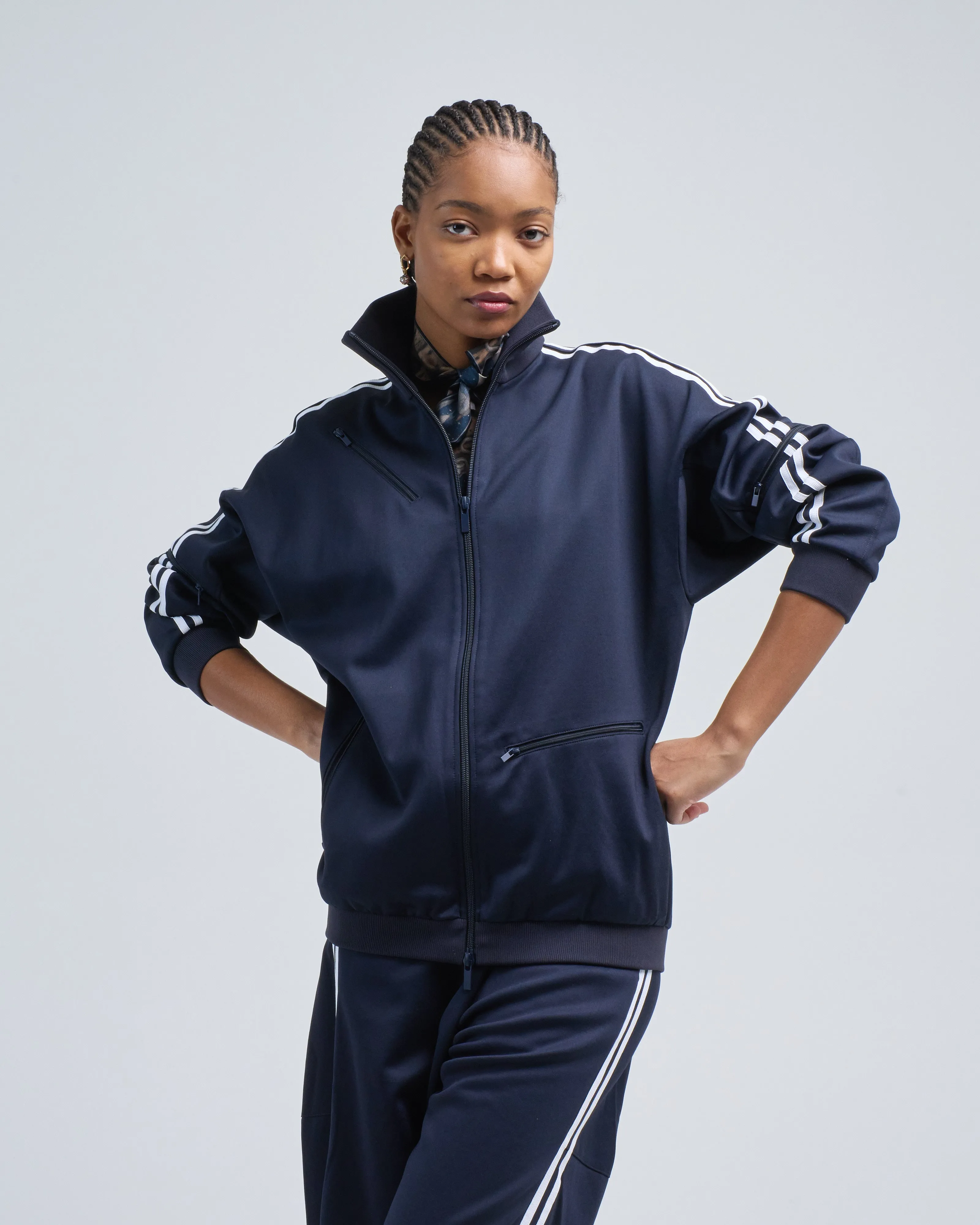 active knit zipper detailed track jacket