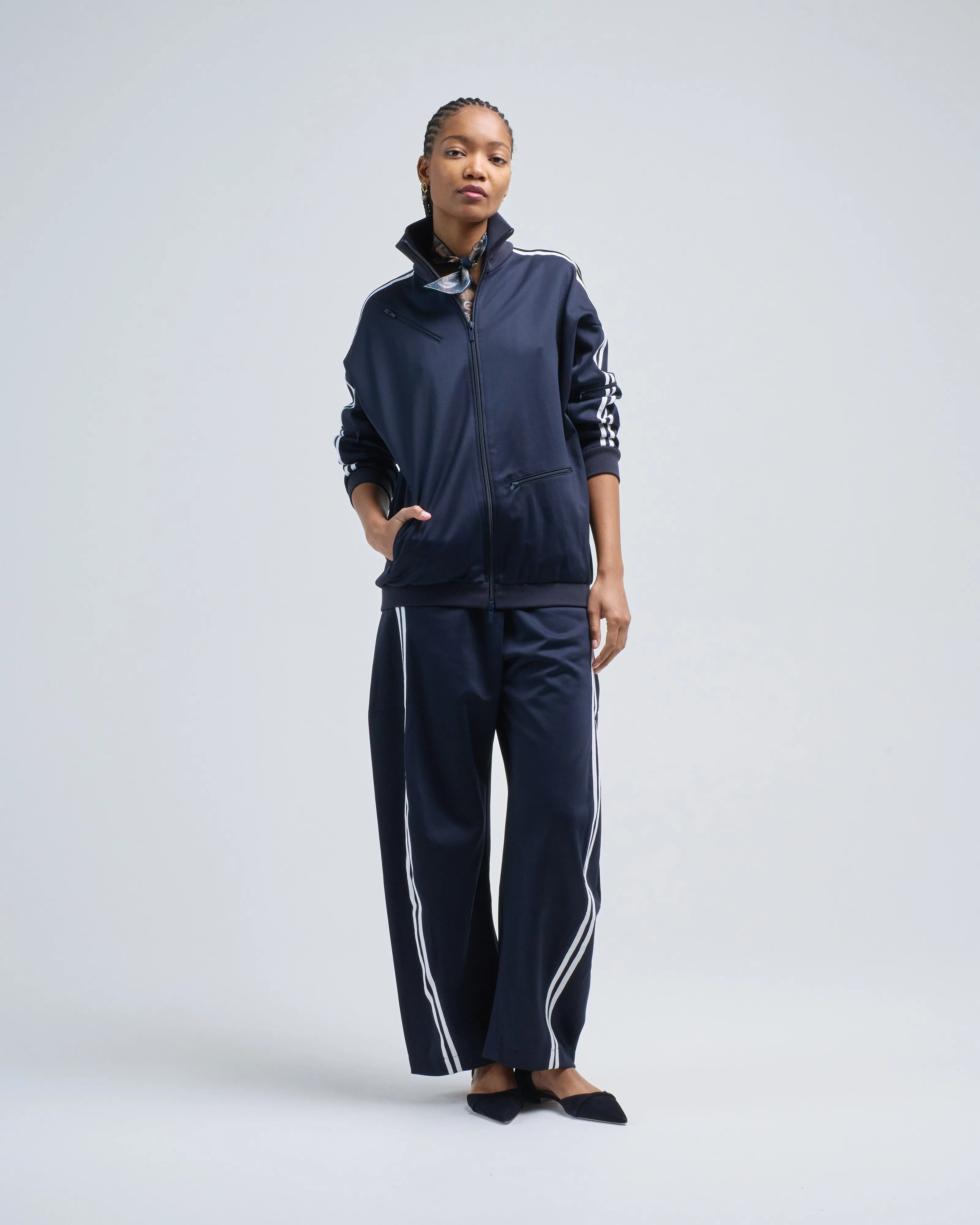 active knit zipper detailed track jacket