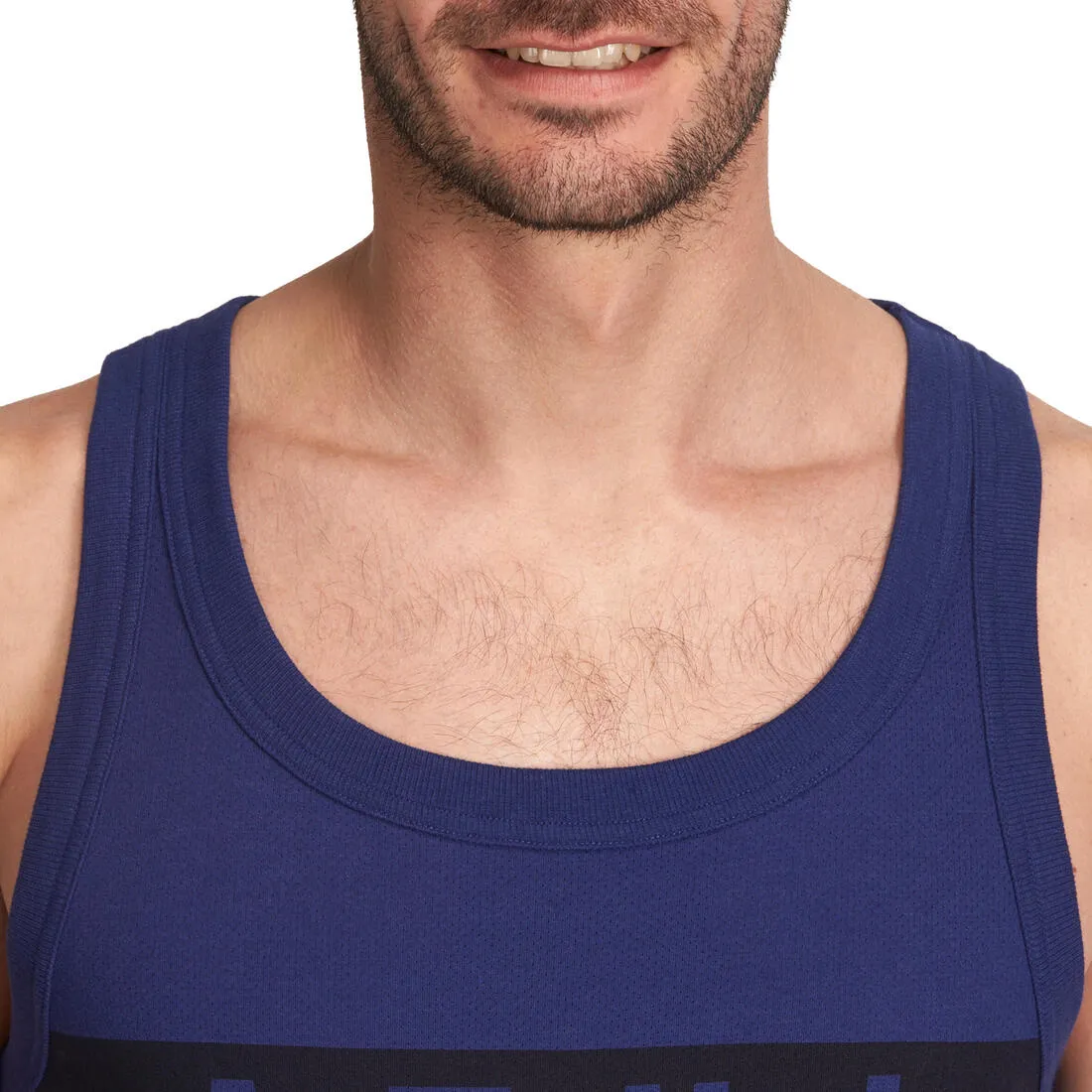 Active Team Regular-Fit Micro-Perforated Fitness Tank Top - Dark Blue