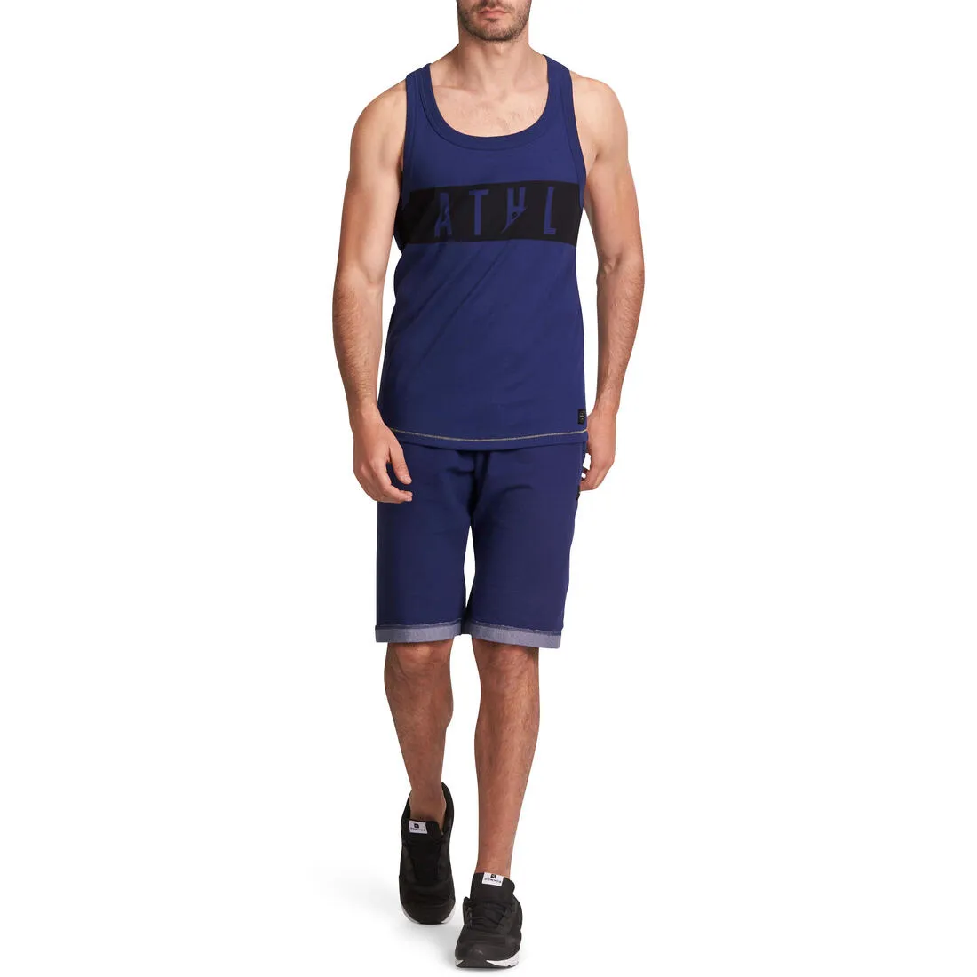 Active Team Regular-Fit Micro-Perforated Fitness Tank Top - Dark Blue