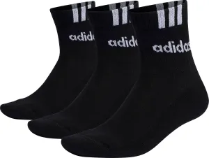 adidas 3 Stripes Linear (3 Pack) Half Crew Cushioned Socks - Black