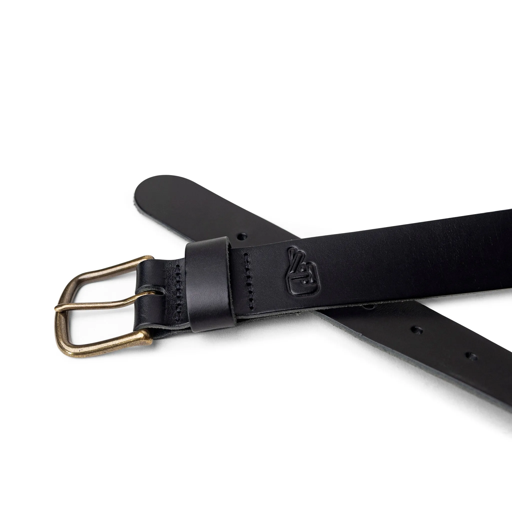 Adventure Leather Belt - Black Brass