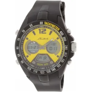 American Design Machine Men's ADS 4005 YLW Philadelphia Analog-Digital Display Japanese Quartz Black Watch