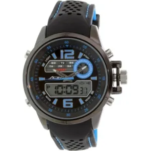 American Design Machine Men's 'St. Louis' Quartz Stainless Steel and Silicone Sport Watch, Color:Black