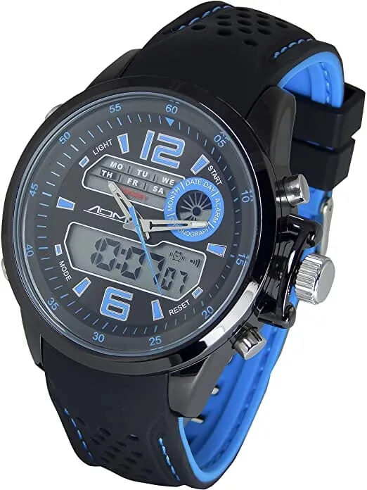 American Design Machine Men's 'St. Louis' Quartz Stainless Steel and Silicone Sport Watch, Color:Black