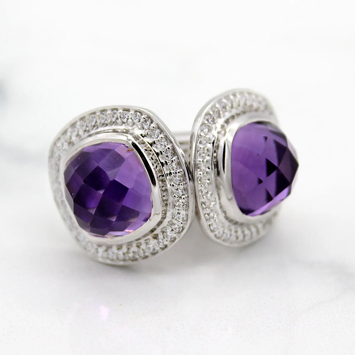 Amethyst Halo Fine Classy Cufflinks