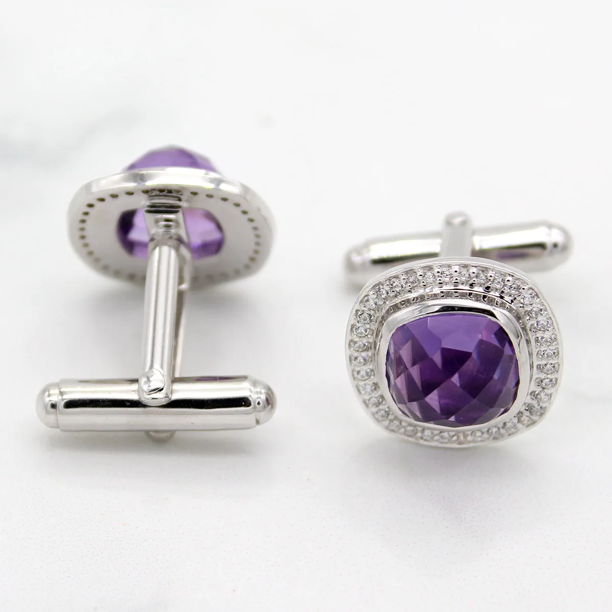 Amethyst Halo Fine Classy Cufflinks