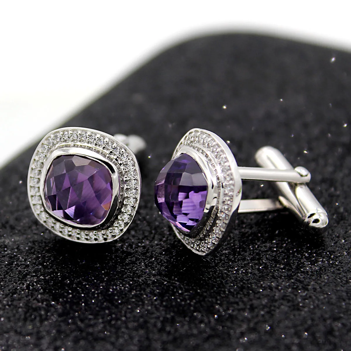Amethyst Halo Fine Classy Cufflinks