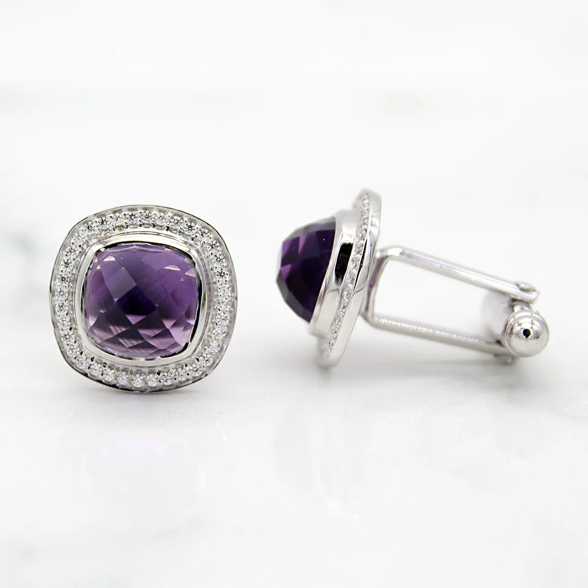 Amethyst Halo Fine Classy Cufflinks